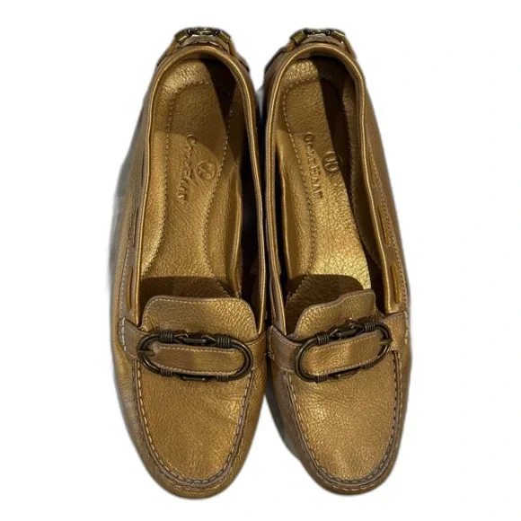 Cole Haan vintage gold loafers with metal buckle - Picture 1 of 7